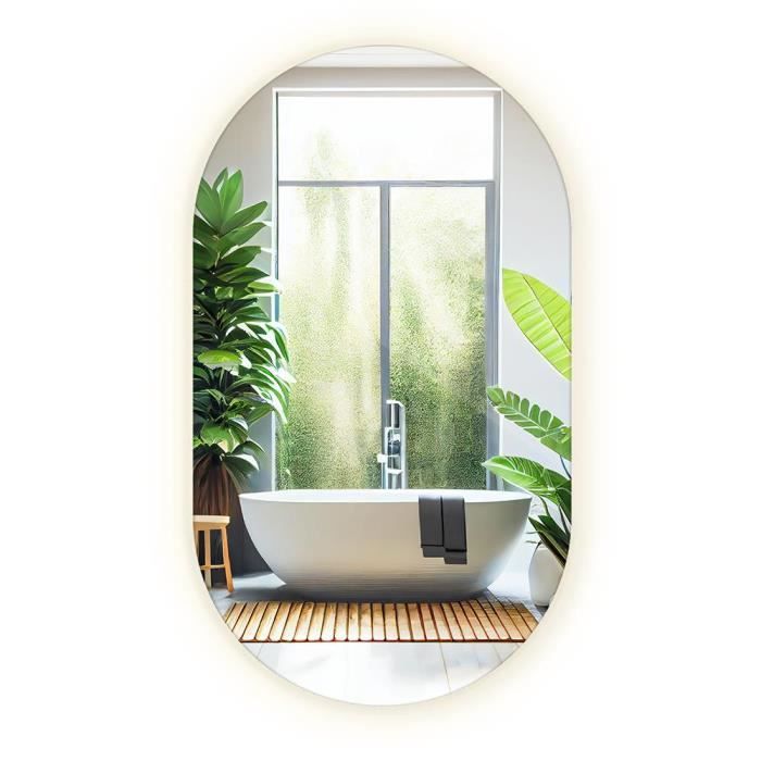 Tulup Miroir rond - blanc neutre - avec éclairage LED pour salle de bains  autour du miroir Ø 80 cm éclairé - Cdiscount Maison