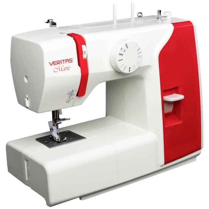 Machine à coudre - VERITAS - Marie - Bras libre - 13 programmes - Couleurs blanc et rouge