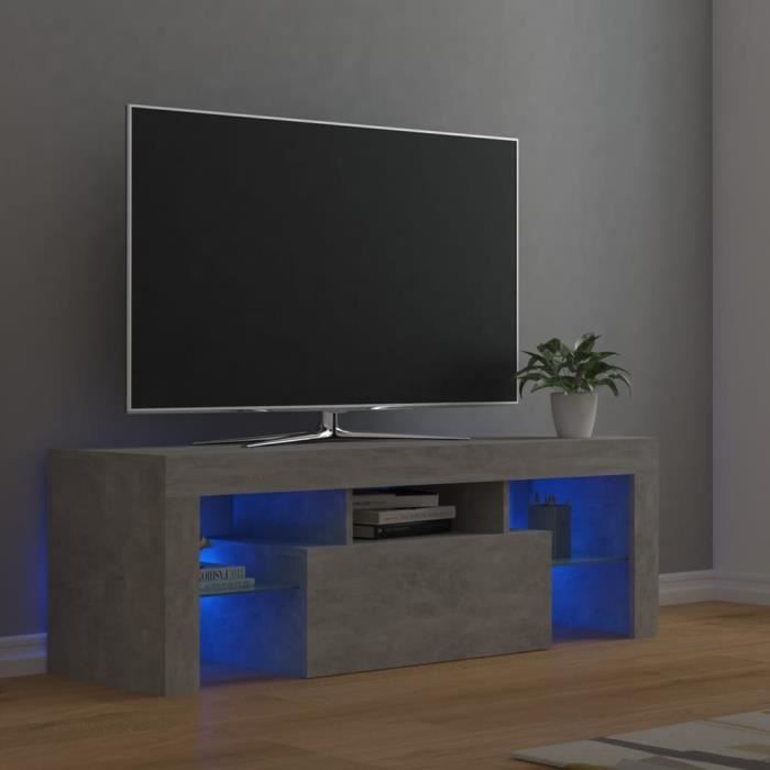 Meuble TV LED Gris béton 120x35x40 cm - VIDAXL - Contemporain - Design - Salon
