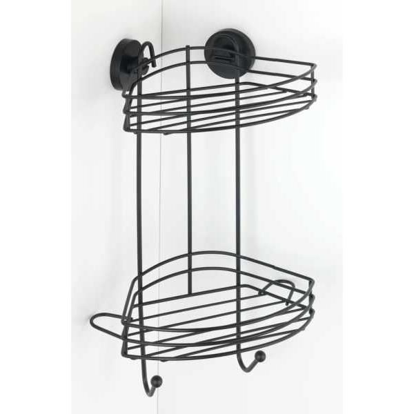 WENKO Pavia Étagère dangle salle de bain 2 paniers Vacuum‑Loc Plus noir mat