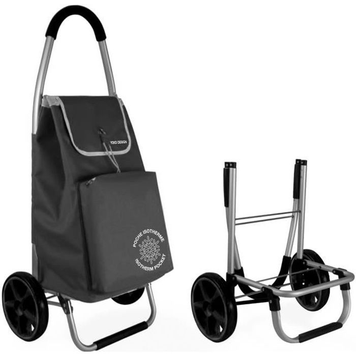 Chariot de marché Pliable avec poche Isotherme - Noir