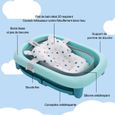 Baignoire pliante ultra-compacte, coussin de bain inclu, bouchon de vidange, pieds pliable, antidérapant et facile à ranger-bleu-1