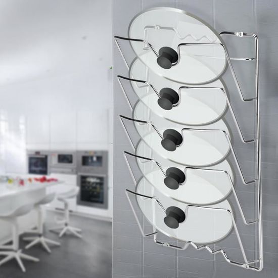 Support de rangement d'armoires cuisine monté sur mur / porte pour  couvercles casseroles et poêles avec accessoires de montage - Cdiscount  Maison