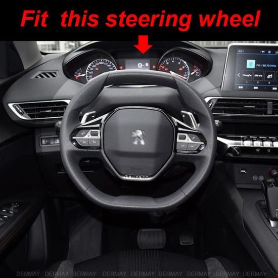 Protection Volant Peugeot 208 Housse Volant Peugeot 208 2012-2023 - Et Cuir PU - Antidérapante - Rouge/Noir Gel De Silice - 7