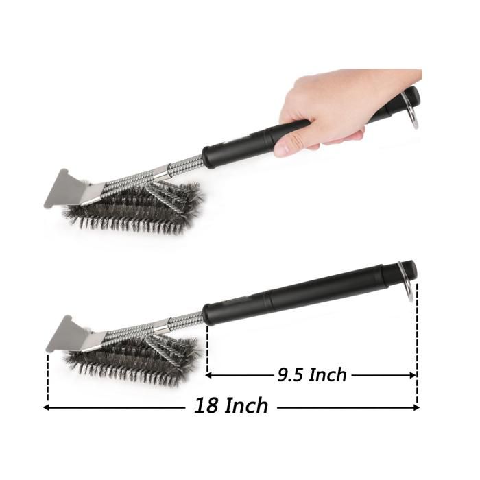 BBQ Triangle Grill Barbecue brosses avec racloir, Manche DE 43,2 cm ...