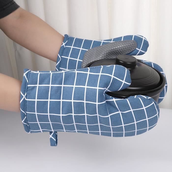 Lot 2 Gants De Four Silicone Antidérapants – Intérieur Coton, Résistants Chaleur & Eau, Cuisine & BBQ