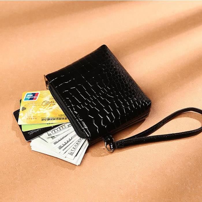 Mini Porte-monnaie En Cuir Matelassé Noir Pour Femme - Avec Porte-clés En Perles Et Poche Zippée, Compact Et élégant