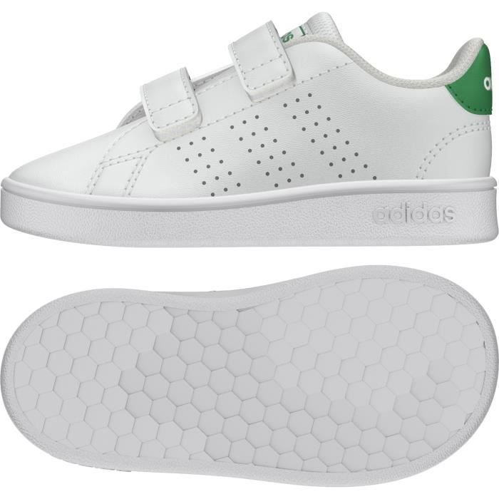 ADIDAS Baskets ADVANTAGE I - Enfant - Blanc/Vert Blanc/vert/gris