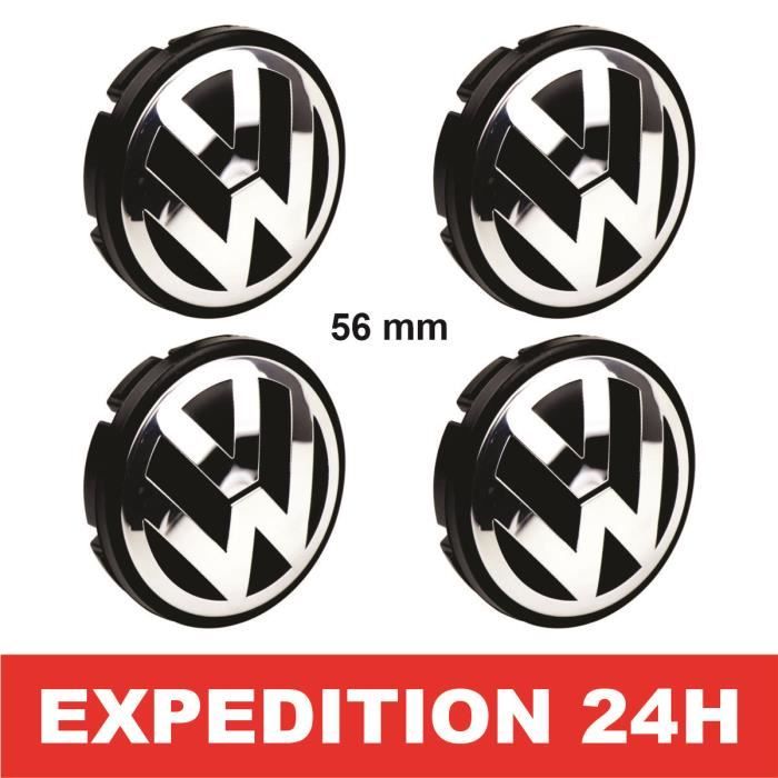 Lot 4 Cache-Moyeux 56 Mm / 60 Mm – Emblème Voiture FR – Centre Jante Aluminium & ABS