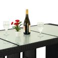Deuba | Bar de jardin 6+1 • polyrotin noir • coussins inclus • plateau de table en verre | Ensemble table et chaises, terrasse-2