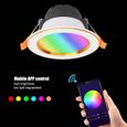 7W Smart WIFI LED Downlight Plafonnier RGB + W LED Multicolore Encastré Plafonnier Voice APP Control Lampe pour Amazon Alexa, pour-2