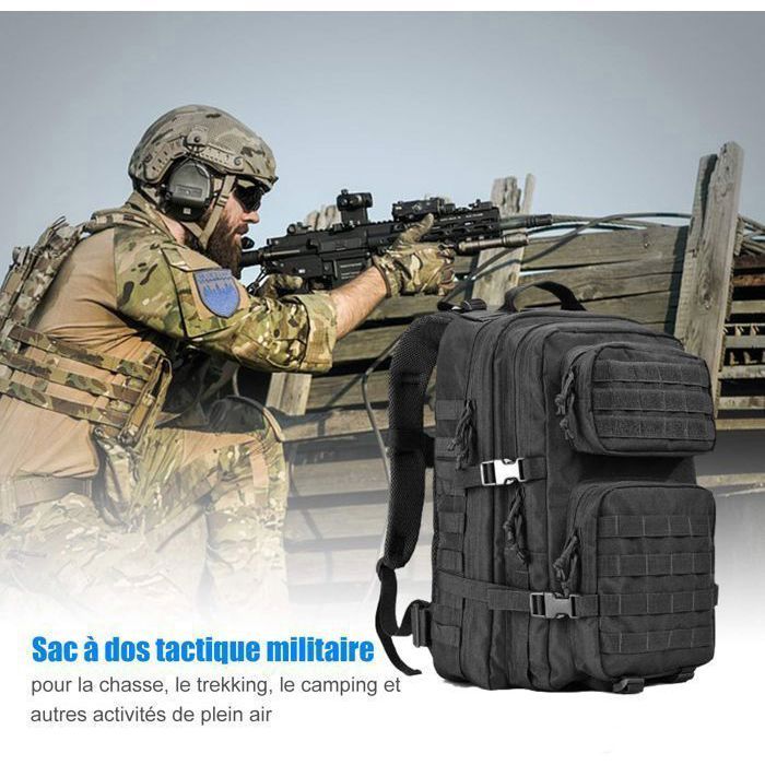 45L Sac à Dos Tactique Militaire, Sac D'assaut De L'armée, Randonnée à Dos De Chasse De Camping, Sac à Dos De Voyage Imperméable En Plein Air Khaki