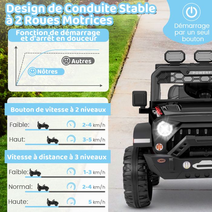 COSTWAY Voiture Électrique 24 V pour Enfants avec Klaxon, Musique, Contes, Connexion sans Fil