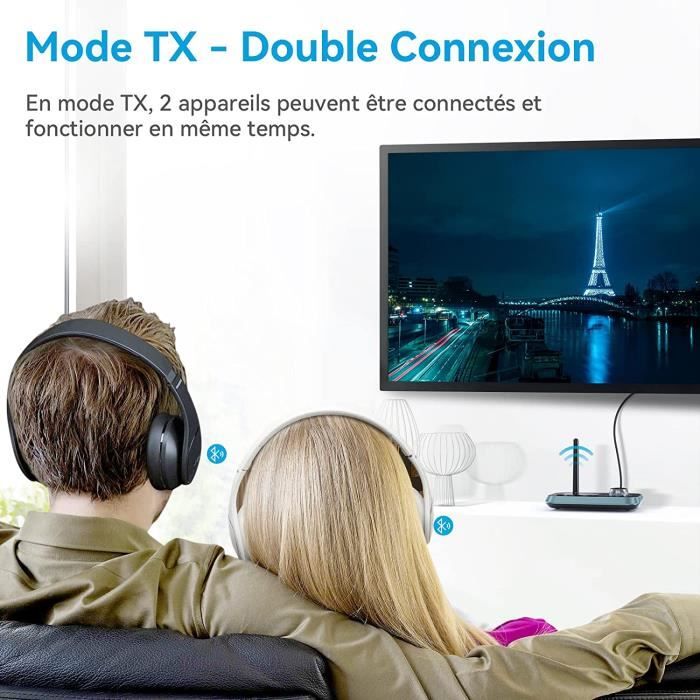 Adaptateur Bluetooth 2-en-1 Adaptateur audio Bluetooth 5.0  Émetteur-récepteur Bluetooth pour TV Ordinateur portable Casque stéréo  Haut-parleur 