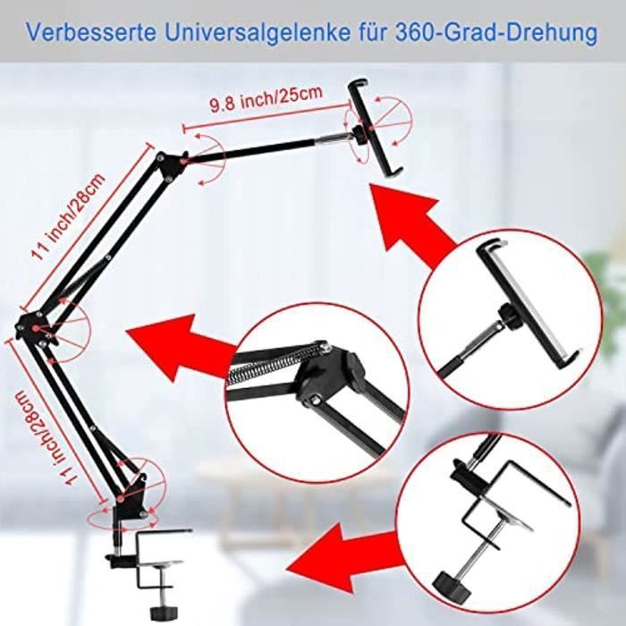 Support De Tablette Pivotant 360° à Fixation Sur Table - Noir, Alu ABS, Neuf Générique