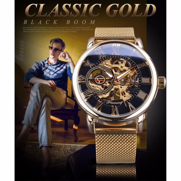 FORSINING-Montre-bracelet mécanique dorée pour homme, montres de luxe,  modules, livraison directe, produits les plus connus, 2021