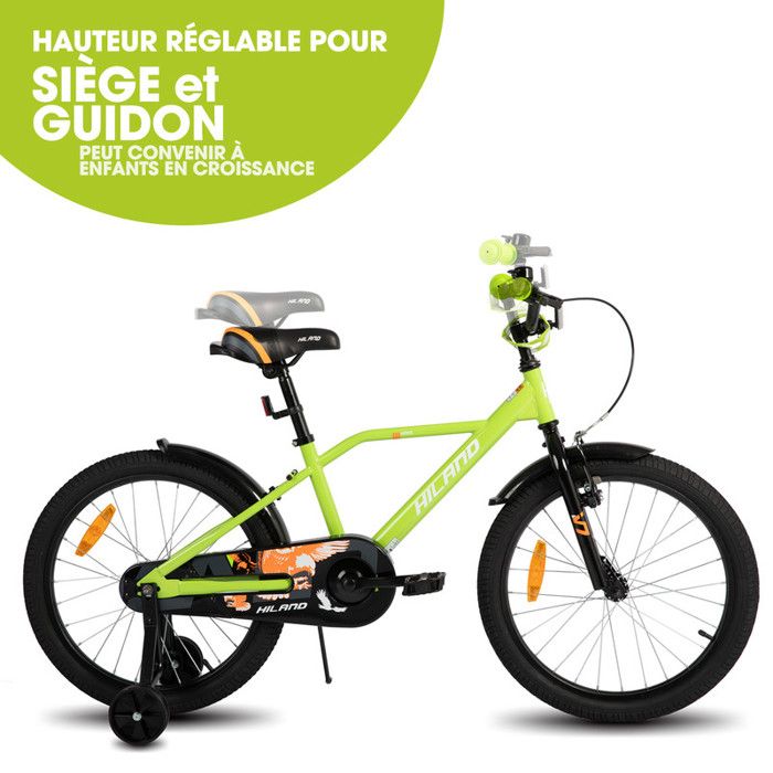 HILAND Velo Enfant 20 Pouces pour garcon de 7 13 Ans Frein a Main et Frein a retropedalage Vert Cdiscount Sport