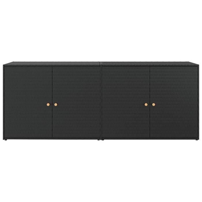 Armoire de rangement jardin Noir 198x55,5x80 cm Résine tressée
