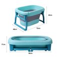 Baignoire pliante ultra-compacte, coussin de bain inclu, bouchon de vidange, pieds pliable, antidérapant et facile à ranger-bleu-3