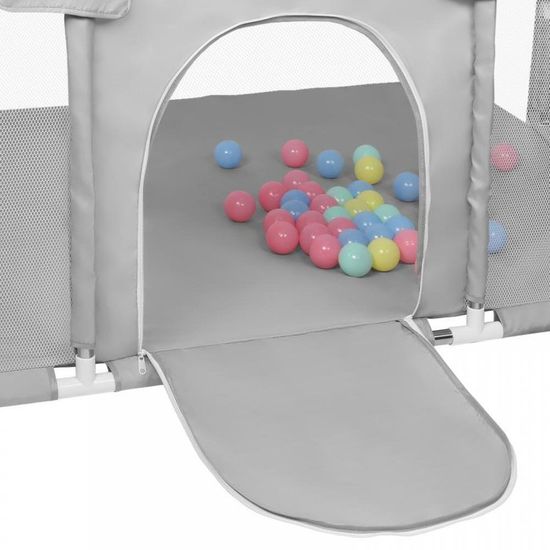 Grand Parc Bébé Pliable 20+2 Panneaux,Barrière De Sécurité Portail Parc XXXL Avec Panier De Basket,Parc Centre D'activités De Sécurité,Gris