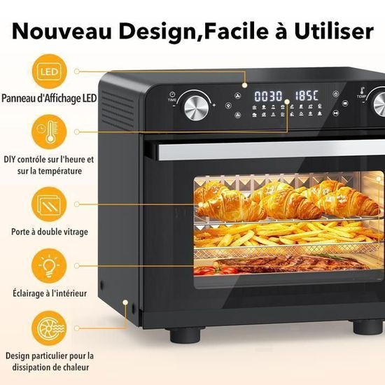 Air Fryer Inox Mini Four Friteuse à Air 14L - 1800W - 11 Programmes - Ecran Tactile - 7 Accessoires - Livre Recettes - Max 210°C Appareil Cuisine 11 En 1 Air Fryer Inox Mini Four Friteuse à Air 14L - 1800W - 11 Programmes - Ecran Tactile - 7 Accessoires - Livre Recettes - Max 210°C Appareil Cuisine 11 En 1