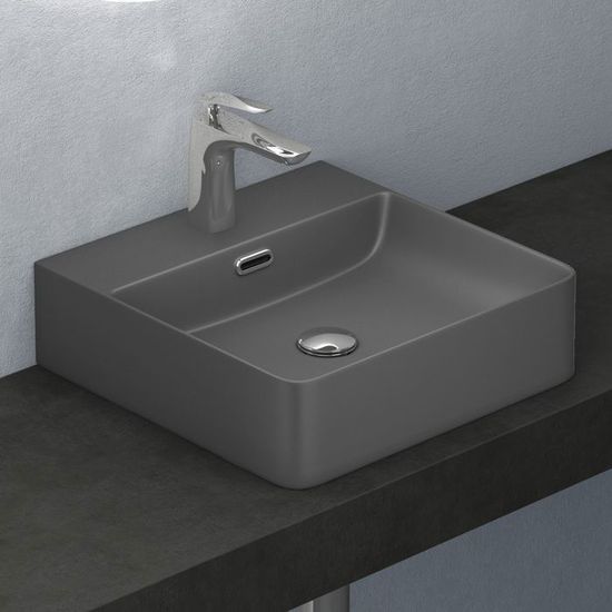 Mai & Mai Lavabo Suspendu Vasque à Poser Gris Noir Mat 42cm Évier Lave Mains Salle de Bain avec Trop-plein ME201 Mai & Mai Lavabo Suspendu Vasque à Poser Gris Noir Mat 42cm Évier Lave Mains Salle de Bain avec Trop-plein ME201