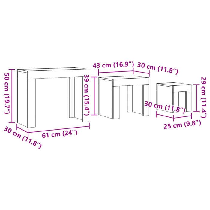 Tables basses gigognes 3 pcs sonoma gris bois d'ingénierie vidaXL
