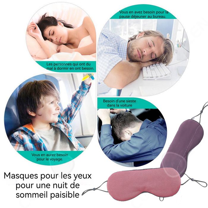 Lot De 3 Masques De Sommeil, Masque Contour Des Yeux 100% Occultant 3D Pour Dormir Avec Sangle Réglable