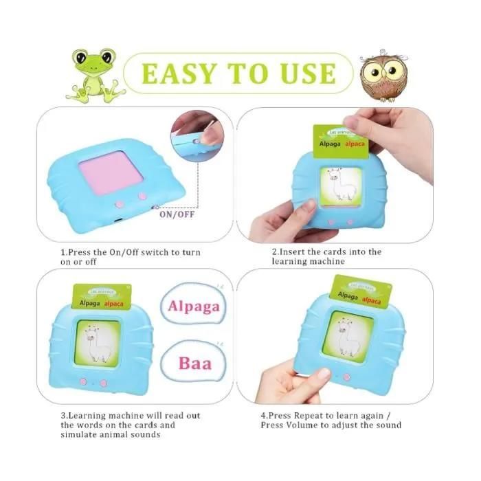 Cartes Flash Parlantes Topfree - Jouet Éducatif Audio Pour Enfants 2-6 Ans, 112 Cartes 224 Mots, Apprentissage Interactif Garçons Et Filles - Bleu