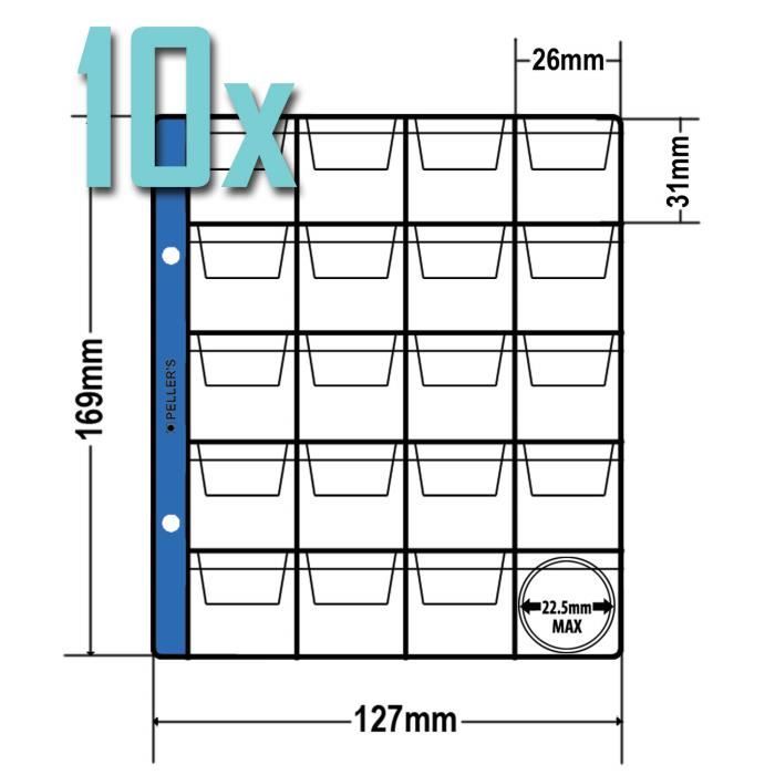 classeur M PELLERS Album pour 120 Monnaies 10 Feuilles 120 pièces 46mm x 50mm Id