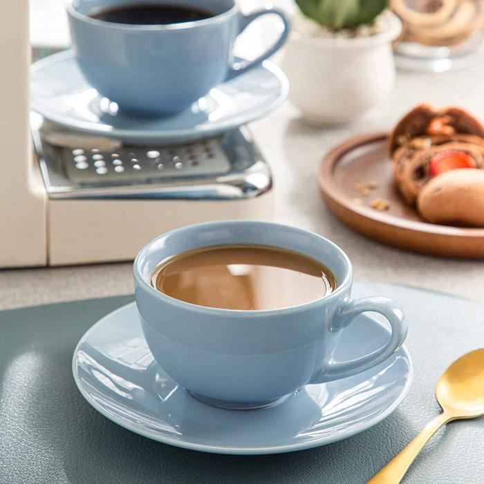 LOVECASA Porcelain Coffee Set, 80ML Espresso Cups with Saucers Set of 6 