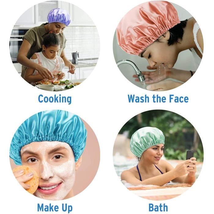 Bonnet De Nuit Double Couche En Satin Avec élastique Doux