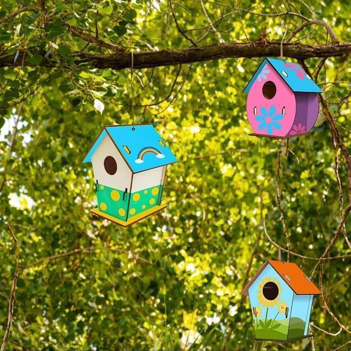 2Pcs Maison à Oiseaux En Bois Activité Manuelle Enfant, Maison D'oiseau