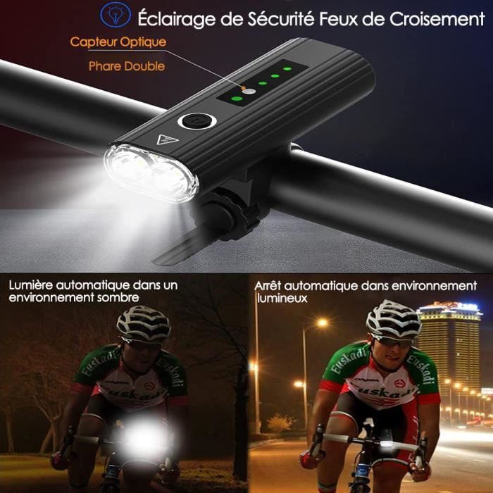 Lampe LED de Vélo, Lumière Vélo Rechargeable Avant et Arrière, Kit  Éclairage Vélo Éclairage USB Antichoc Impermeable Phare Lampe LED de Vélo