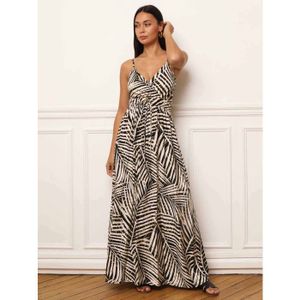 Robe longue motif doré Cdiscount