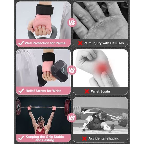 AMFUN Sangles De Tirage Musculation – Antidérapantes, Coussinets Néoprène, 60cm, Pour Soulevé De Terre Et Tractions