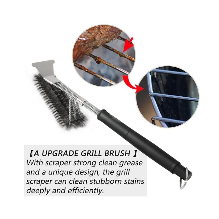 BBQ Triangle Grill Barbecue brosses avec racloir, Manche DE 43,2 cm ...