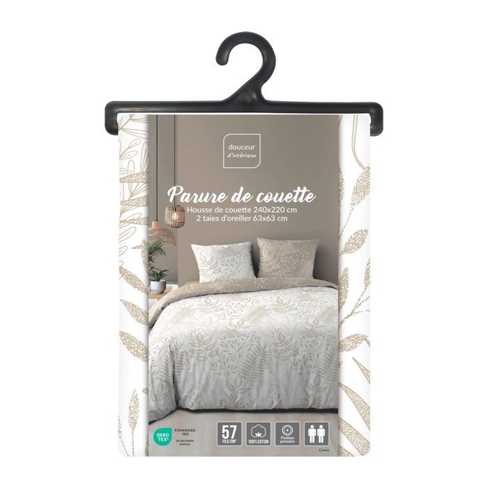 Housse De Couette 220x240 Cm + 2 Taies D'oreiller 63x63 Cm Coton Motueka