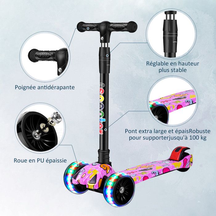 Apollo Trottinette Enfants Fun pour Whiz LED Trottinette 3 Roues Enfants à parti