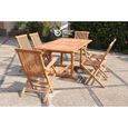 Salon de jardin - 6 personnes - KAJANG - Concept Usine - Teck massif - Table Rectangle -  4 chaises + 2 fauteuils - Marron-0