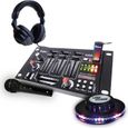 Table de mixage - Ibiza sound - casque DJ - micro noir - jeu de lumière effet UFO-0