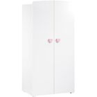 Armoire bébé Basic - MDF - Blanc - 2 portes - Bouton cœur rose - 85 x 175 x 56 cm - BABY PRICE