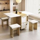 Ensemble table à manger extensible avec 4 chaises 120*80*75cm Table à manger pliante 2 tiroirs - blanc et chêne - Maison Ensemble table à manger extensible avec 4 chaises 120*80*75cm Table à manger pliante 2 tiroirs - blanc et chêne - Maison