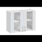 Meuble haut de cuisine Eco Blanc Brillant 2 portes vitrées L 80 cm - Cuisineandcie