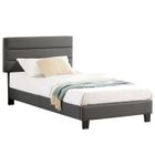 IDIMEX Lit 1 place HUDSON 90x190 cm avec sommier, lit simple pour enfant ou adulte, hauteur réglable, lit en synthétique gris