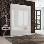 INSIDE 75 Lit escamotable STUDIO façade blanc brillant Couchage 140*200 cm Ouverture assistée et pied automatique blanc bois Inside75