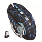 WOZWE Souris sans fil rechargeable, souris à bouton silencieux avec lumière respiratoire à 7 couleurs, souris de jeu, 2,4 GHz, noire