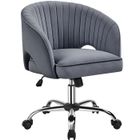 Yaheetech Fauteuil de Bureau en Velours avec Dossier Capitonné Arrondi Pivotant à Roulettes Assise Réglable en Hauteur Gris Foncé