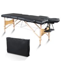 Table de massage Pliante en bois Noir-Trois hauteurs réglables-185x60x60cm