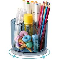 porte-stylo,Pot a Crayon 360 degrés Rotatif,Multifonctionnel Rangement Bureau avec compartiments,pour école,Papeterie,Maquillage,1pc